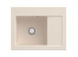 Villeroy und Boch Subway 45 Compact Einbauspüle 331201FU links, mit Ablaufgarnitur, Handbetätigung, 650 x 510 mm, ivory CeramicPlus