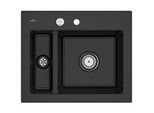Villeroy und Boch Subway 60 XM Einbauspüle 678002S5 mit Ablaufgarnitur, Excenterbetätigung, 620 x 510 mm, ebony CeramicPlus