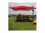 Gastronomie-Ampelschirm MCW-A96, Sonnenschirm 3x3m (Ø4,24m) Polyester Alu/Stahl 23kg ~ rot mit Ständer, drehbar