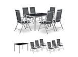 Juskys Aluminium Gartengarnitur Milano Gartenmöbel Set mit Tisch und 6 Stühlen Silber-Grau
