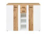 Xora Schuhschrank , Weiß, Eichefarben , Kunststoff , 10 Fächer , 2 Schubladen , 135x106x38 cm , Typenauswahl, Beimöbel erhältlich, stehend , Holzmöbel, Garderobe Holz, Schuhschränke Holz