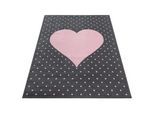 Ben'n'jen Kinderteppich , Pink , Textil , Herz , rechteckig , 160x230 cm , Oeko-Tex® Standard 100 , für Fußbodenheizung geeignet, schmutzabweisend, für Hausstauballergiker geeignet, lichtunempfindlich, antistatisch, pflegeleicht, strapazierfähig, leicht zusammenrollbar , Teppiche Und Böden, Teppiche, Kinderteppiche