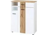 Xora Schuhschrank , Weiß, Eichefarben , Kunststoff , 7 Fächer , 1 Schubladen , 80x106x38 cm , Beimöbel erhältlich, stehend , Holzmöbel, Garderobe Holz, Schuhschränke Holz