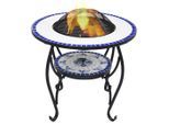 vidaXL Feuertisch Mosaik Keramik Blau und Weiß 68 cm