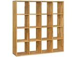 Livetastic Regal , Eichefarben , Holz , Wildeiche , massiv , 12 Fächer , 149x149x35 cm , in verschiedenen Größen erhältlich , Wohnzimmer, Regale, Bücherregale