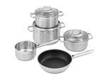 Rösle Kochtopfset , Edelstahlfarben , Metall , 5-teilig , 20 cm,24 cm,16 cm , 33.5x23x57 cm , backofengeeignet , Kochgeschirr, Töpfe, Topfsets