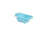Babybadewanne Lilly platzsparend mit Wasserablauf, Ablagefächer für Zubehör blau