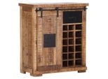 Landscape Weinschrank , Schwarz, Natur , Holzwerkstoff, Holz , Mangoholz , massiv , 1 Schubladen , 90x100x45 cm , Wohnzimmer, Regale, Weinregale