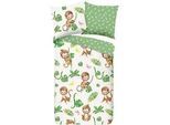 Xxxl Kinderbettwäsche , Grün, Ecru , Textil , Affe , 135x200 cm , atmungsaktiv , Heimtextilien, Bettwäsche & Leintücher, Kinderbettwäsche