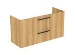Ideal Standard i.life A Möbelwaschtisch-Paket K8748NX 124x46x64,5cm, 1 Hahnloch, Griff schwarz matt, Eiche natur