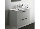 Ideal Standard i.life A Möbelwaschtisch-Paket K8744DU 84x46x64,5cm, 1 Hahnloch, Griff schwarz matt, weiß matt