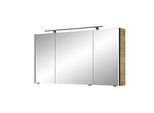 Pelipal Serie 7045 Spiegelschrank SEEA02413G167BA LED-Plus-Aufsatzleuchte, dreitürig, schwarz, 130 cm