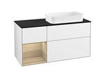 Villeroy und Boch Finion Waschtischunterschrank F682PCGF 120x60,3x50,1cm, Regal links Oak Veneer, Glossy white lacquer