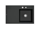 Villeroy und Boch Subway Style 45 Einbauspüle 334702R7 rechts, mit Ablaufgarnitur, Excenterbetätigung, pure black, 78 x 51 cm