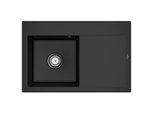 Villeroy und Boch Subway Style 45 Flat Einbauspüle 334801R7 links, mit Ablaufgarnitur, Handbetätigung, pure black, 78 x 51 cm