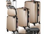 tectake® Hartschalenkoffer-Set, 4-teilig, 3 Trolleys und Beauty-Case aus robustem ABS-Kunststoff, abteilbarer Innenraum, mit TSA-Zahlenschloss