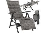 tectake® Rattanstuhl, mit Aluminiumgestell, wetterfest und UV-beständig, 58 x 77 x 113 cm