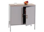 Kommode MCW-L84, Sideboard Schrank Anrichte, 2 Türen Metall 90x90x40cm, Melamin beschichtet ~ grau