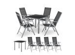 Juskys Aluminium Gartengarnitur Milano Gartenmöbel Set mit Tisch und 4 Stühlen Silber-Grau