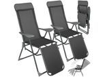 tectake® 2er Set Aluminium Gartenstuhl, klappbar, 5-fach verstellbare Rückenlehne mit Kopfpolster, bewegliches Fußteil-Gewebe, 146,5 x 59 x 117,5 cm