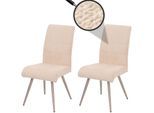 2er-Set Esszimmerstuhl MCW-G55, Küchenstuhl Lehnstuhl, Edelstahl gebürstet Stoff/Textil Chenille Öko-Tex ~ creme