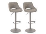 2er-Set Barhocker MCW-N64, Barstuhl Tresenhocker, Fußablage drehbar, Kunstleder Metall ~ grau