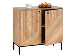 Highboard MCW-L95, Kommode Schrank Sideboard, Massiv-Holz Mango 86x90x43cm MVG-zertifiziert, natur