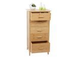 Bambus Kommode MCW-M24, Badezimmerschrank Schrank Anrichte Badschrank Beistellschrank Regal, 5 Schubladen, 100x50x40cm