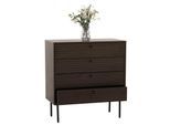 Kommode MCW-N78, Sideboard Schrank, 4 Schubladen, skandinavischer Stil Metall Holz Melamin MVG 85x80x40~ dunkelbraun