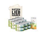 I love my cat Dealset für Katzen mit Giardien - 18 Dosen Nassfutter mit Pute und Lachs 100g + Vermal Pulver 35g + 1 Jutesack von I love my cat