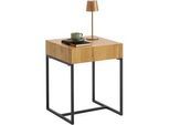 Xora Beistelltisch , Schwarz, Eichefarben , Metall, Holzwerkstoff , quadratisch , Flachrohr, Kufe , 40x50x40 cm , Bsci , Wohnzimmer, Wohnzimmertische, Beistelltische, Beistelltische Metall