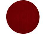 Wollteppich CARPETFINE "Gabbeh Lola Uni", rot, H:14mm Ø:80cm, Wolle, Teppiche, mit natürlichem Pflanzenmaterial von Hand gewebt, auch als Läufer
