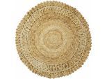 Sisalteppich CARPETFINE "Juteteppich Luca", beige (natur), H:13mm Ø:200cm, Jute, Teppiche, Sisalteppich, natürliches Pflanzenmaterial von Hand gewebt, Boho Style