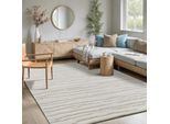 Teppich MERINOS "Elio 2", beige (creme), B:160cm H:16mm L:230cm, Polypropylen, Teppiche, Teppich, moderner Kurzflor Teppich mit Hoch-Tief-Effekt, 3D Effekt