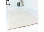 Teppich HOMIE LIVING "Lago", beige (creme), B:120cm H:19mm L:170cm, Polyester, Teppiche, Teppich, Kurzflor, Uni Farben, ideal im Wohnzimmer & Schlafzimmer