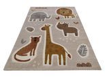 Kinderteppich SMART KIDS "Nala & Friends", beige (sand,beige,braun), B:120cm H:10mm L:170cm, Polypropylen, Teppiche, Kinderteppich, Moderner Spielteppich, strapazierfähig, pflegeleicht, Konturenschnitt
