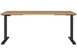 Schreibtisch GERMANIA "GW-Agenda elektrisch höhenverstellbar (72-120 cm)", schwarz (grandson, eiche, nachbildung, schwarz, schwarz, grandson, eiche, nachbildung), B:180cm H:120cm T:80cm, Tische, mit Memory-Funktion & USB-Ladestation, verschiedenen Breiten