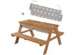 roba® Kindersitzgruppe »Picknick for 4 Outdoor + mit Spielwannen, Teakholz-Optik«, (Set), mit abgerundeten Ecken; inklusive Sitzauflagen Â»Little StarsÂ«