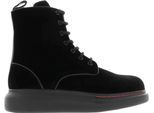 Alexander McQueen Stiefel - Dames Hybrid Lace up Velvet Zwart - Gr. 38 (EU) - in Schwarz - für Damen