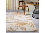 Outdoorteppich VILLEROY & BOCH "Leonie", beige (creme,gold), B:120cm H:3mm L:180cm, Polyester, Polypropylen, Teppiche, Outdoor, Flachgewebe, wetterfest, Balkon, Garten, floral, Terrasse