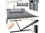 KESSER® Hängematte HILL mit Gestell Kissen Doppelhängematte für 2 Personen-Stabiler Rahmen -200kg Belastbarkeit Indoor & Outdoor XXL Hängesessel Doppel Mehrpersonen Garten Pool Balkon Terrasse