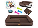 LovPet® Orthopädisches Hundebett Hundekissen Hundekorb Relax, Inkl. Napf + 3X Kauknochen, Hundesofa für Kleine, Mittelgroße & Große Hunde, Bezug abnehmbar und waschbar