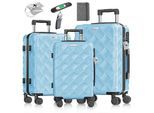 KESSER® Reisekoffer Set 3-teilig Kofferset ABS Hartschalenkoffer mit Zahlenschloss, Kofferwaage & Reisebrieftasche 360° Rollen Handgepäck & große Koffer für Business & Reise Trolley
