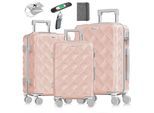 KESSER® Reisekoffer Set 3-teilig Kofferset ABS Hartschalenkoffer mit Zahlenschloss, Kofferwaage & Reisebrieftasche 360° Rollen Handgepäck & große Koffer für Business & Reise Trolley