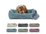Rohrschneider Tierbett Cordstoff breit Gr. 1 taupe + faltbarer Reisenapf