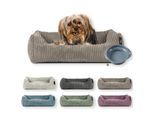 Rohrschneider Tierbett Cordstoff breit Gr. 1 taupe + faltbarer Reisenapf
