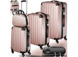 tectake® Hartschalenkoffer-Set, 4-teilig, 3 Trolleys und Beauty-Case aus robustem ABS-Kunststoff, abteilbarer Innenraum, mit TSA-Zahlenschloss