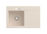 Villeroy und Boch Subway Style 45 Flat Einbauspüle 334802FU links, mit Ablaufgarnitur, Excenterbetätigung, ivory CeramicPlus, 78 x 51 cm
