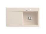 Villeroy und Boch Subway Style 50 Einbauspüle 335102FU rechts, mit Ablaufgarnitur, Excenterbetätigung, 900 x 510 mm, ivory CeramicPlus