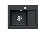 Villeroy und Boch Subway 45 Compact Einbauspüle 331202S5 links, mit Ablaufgarnitur, Excenterbetätigung, 650 x 510 mm, ebony CeramicPlus
